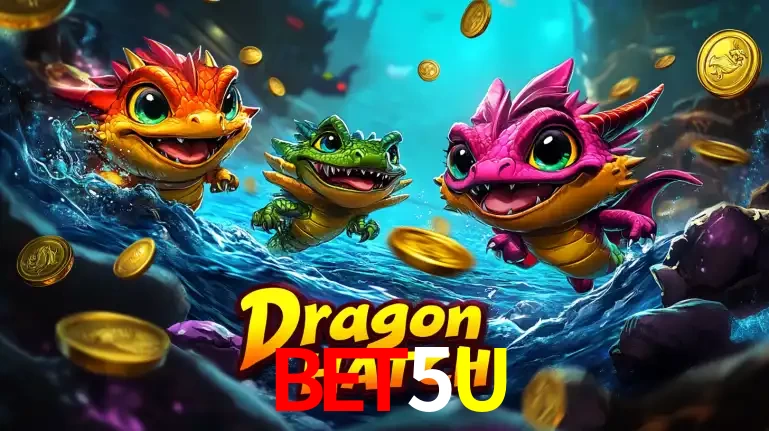Arte promocional do jogo Dragon Hatch com três adoráveis dragões bebês nadando entre moedas de ouro, um dos slots mais divertidos para jogar no cassino BET5U.
