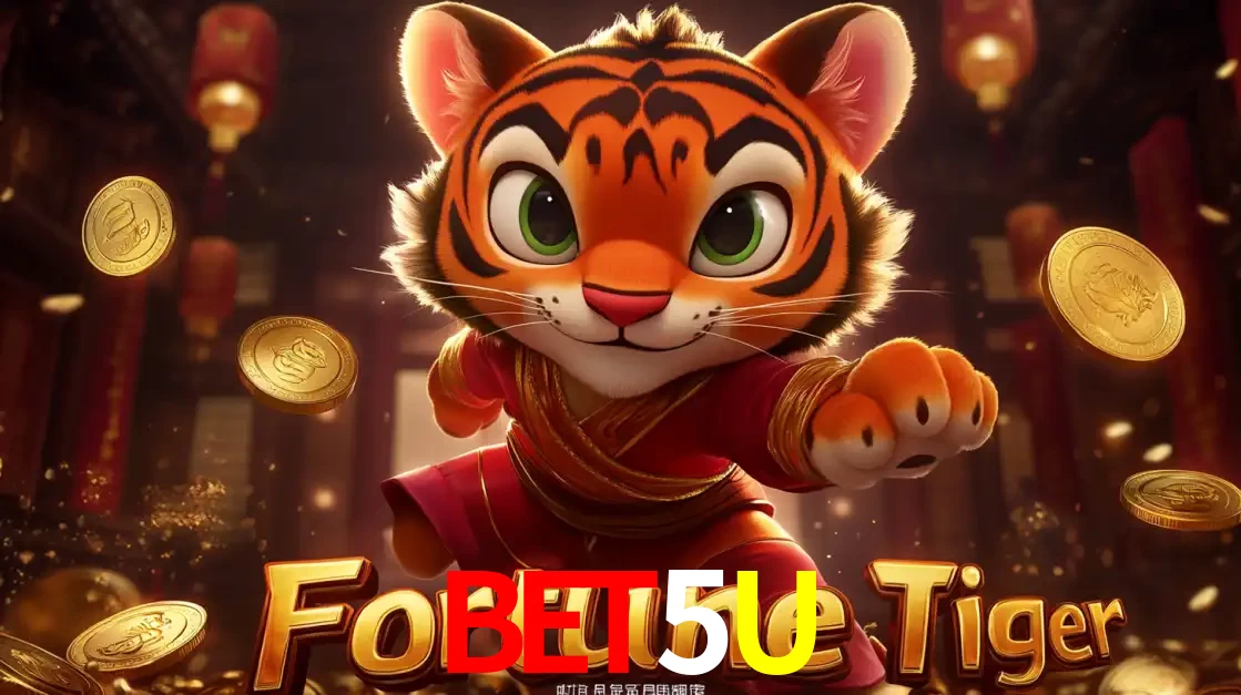 O carismático mascote do jogo de slot Fortune Tiger, um tigre fofo em pose de artes marciais, pronto para trazer sorte e multiplicadores de ganhos no cassino online BET5U.