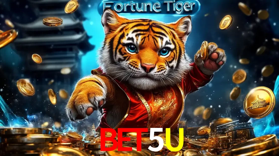 Imagem promocional do jogo de slot Fortune Tiger, com um tigre majestoso em traje tradicional cercado por uma fortuna em moedas de ouro, disponível agora no cassino BET5U.